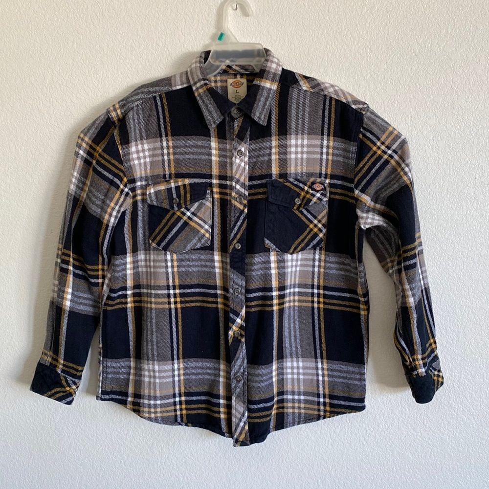 DICKIES Men’s Plaid 100% Thick Cotton Shirt Size L